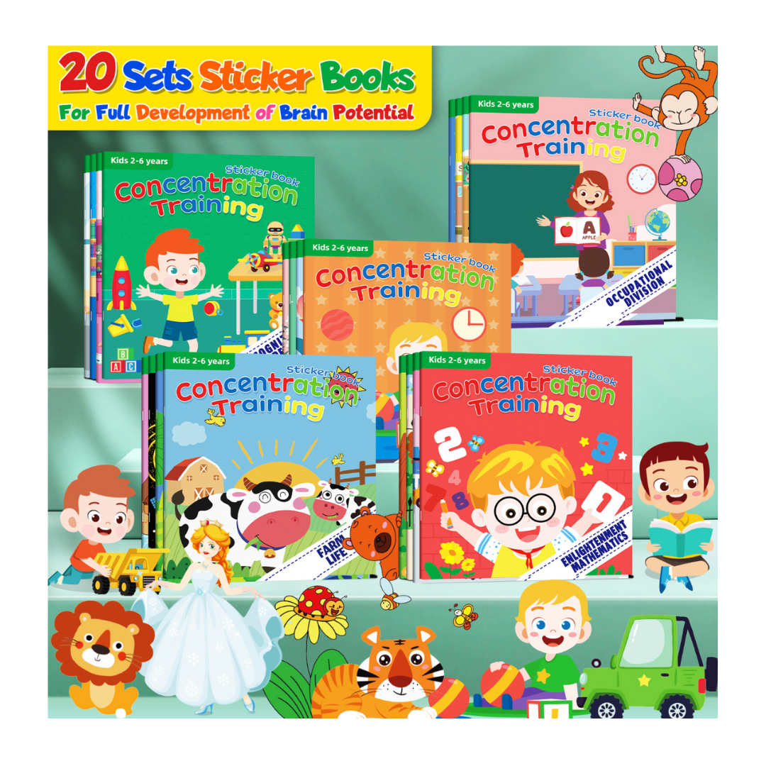 20-Pack Concentration Sticker Books for Kids | Happy Square – Happy ...