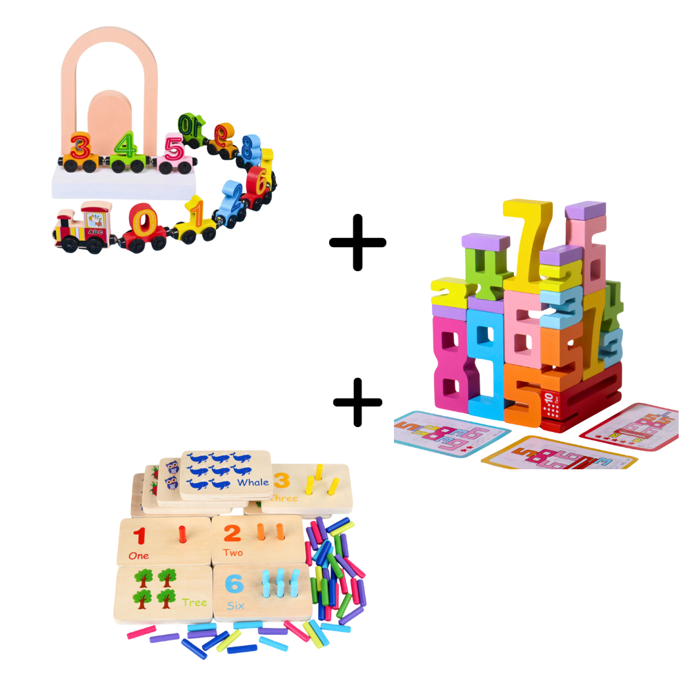 Montessori Early Math Activity Bundle – Wooden Counting Train, Stackin ...