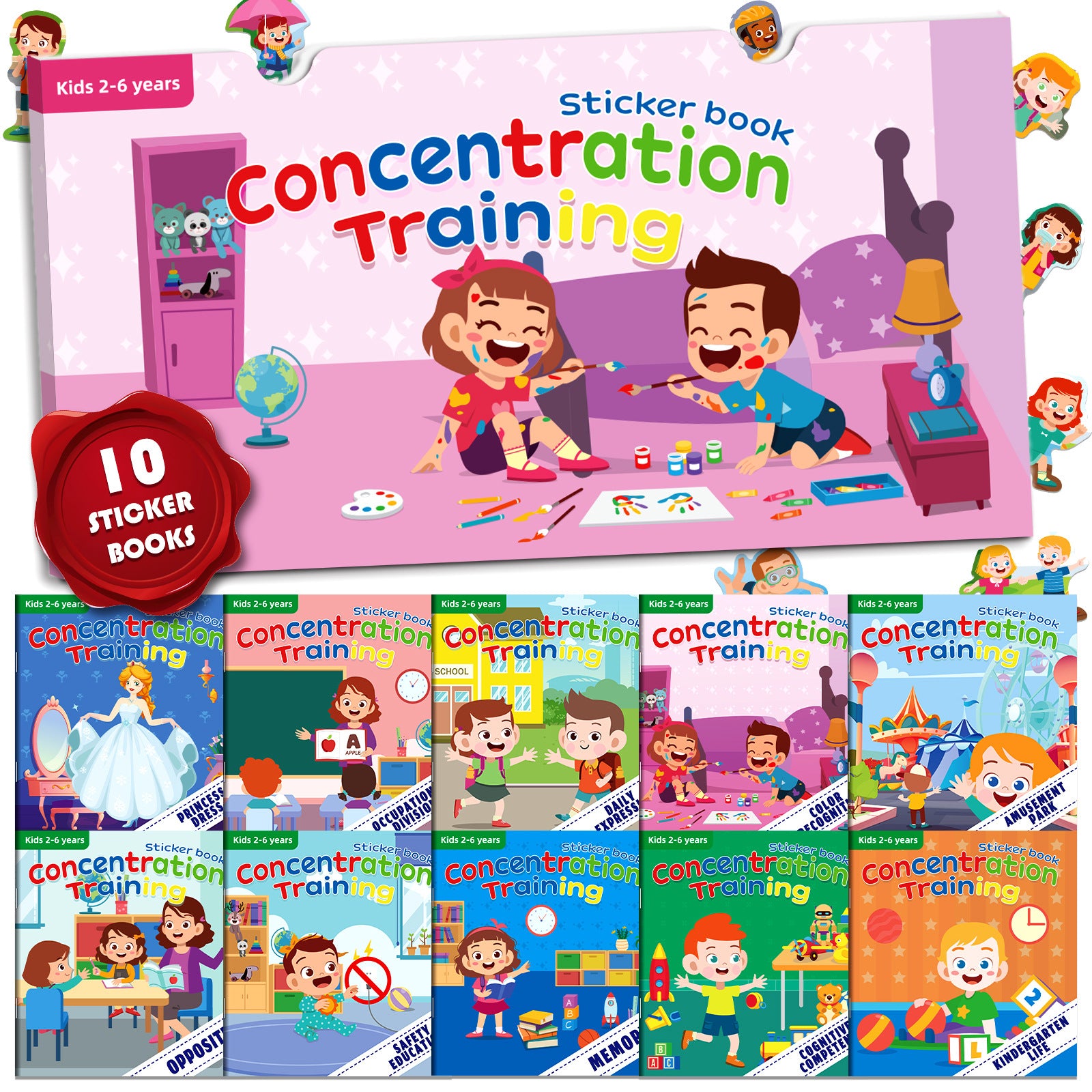 20-Pack Concentration Sticker Books for Kids | Happy Square – Happy ...